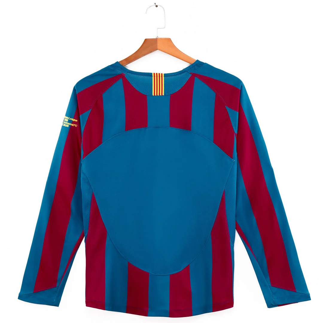 2005-2006 Maillot Barcelone Domicile Rétro Manches Longues - Image 2