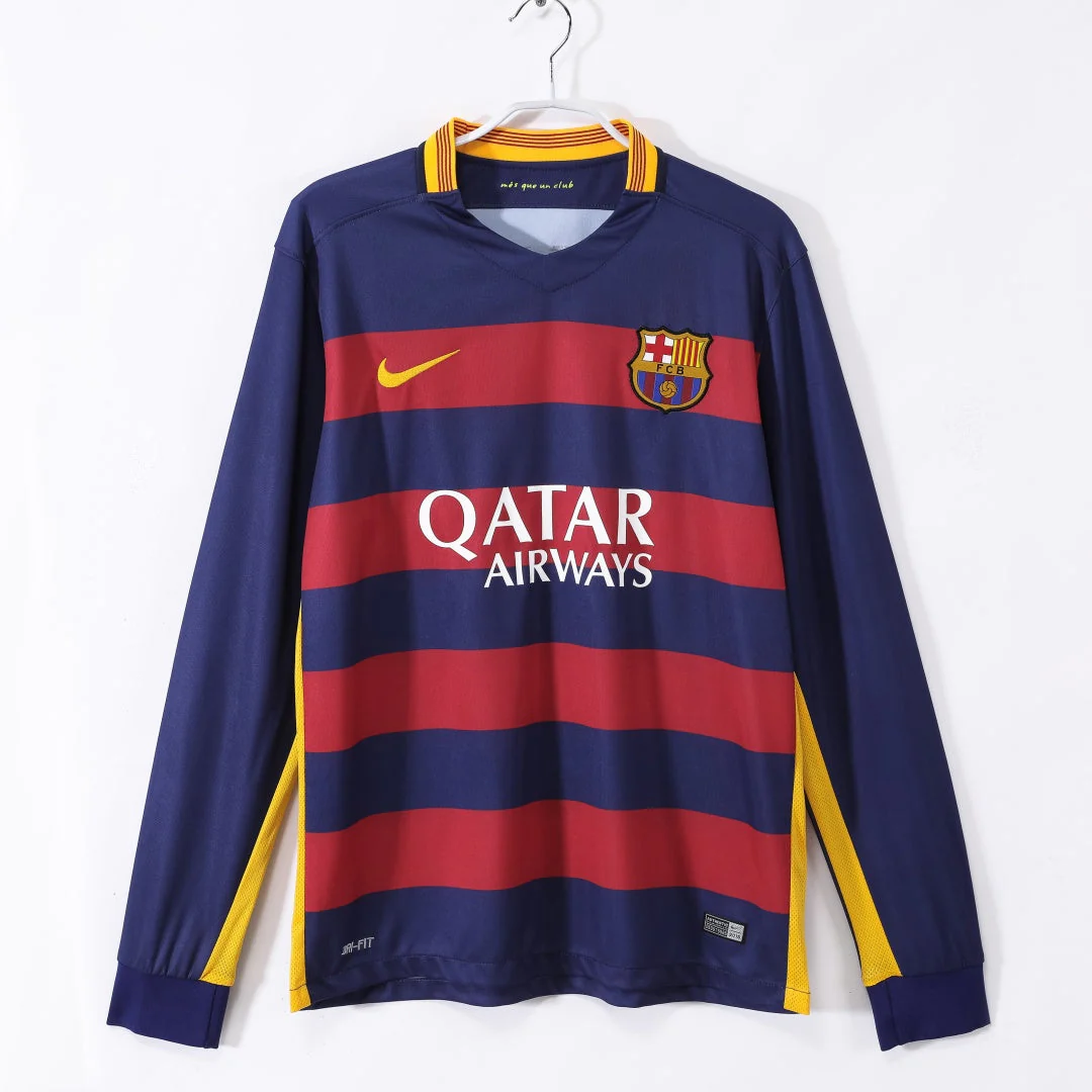 2015-2016 Maillot Barcelone Domicile Rétro Manches Longues