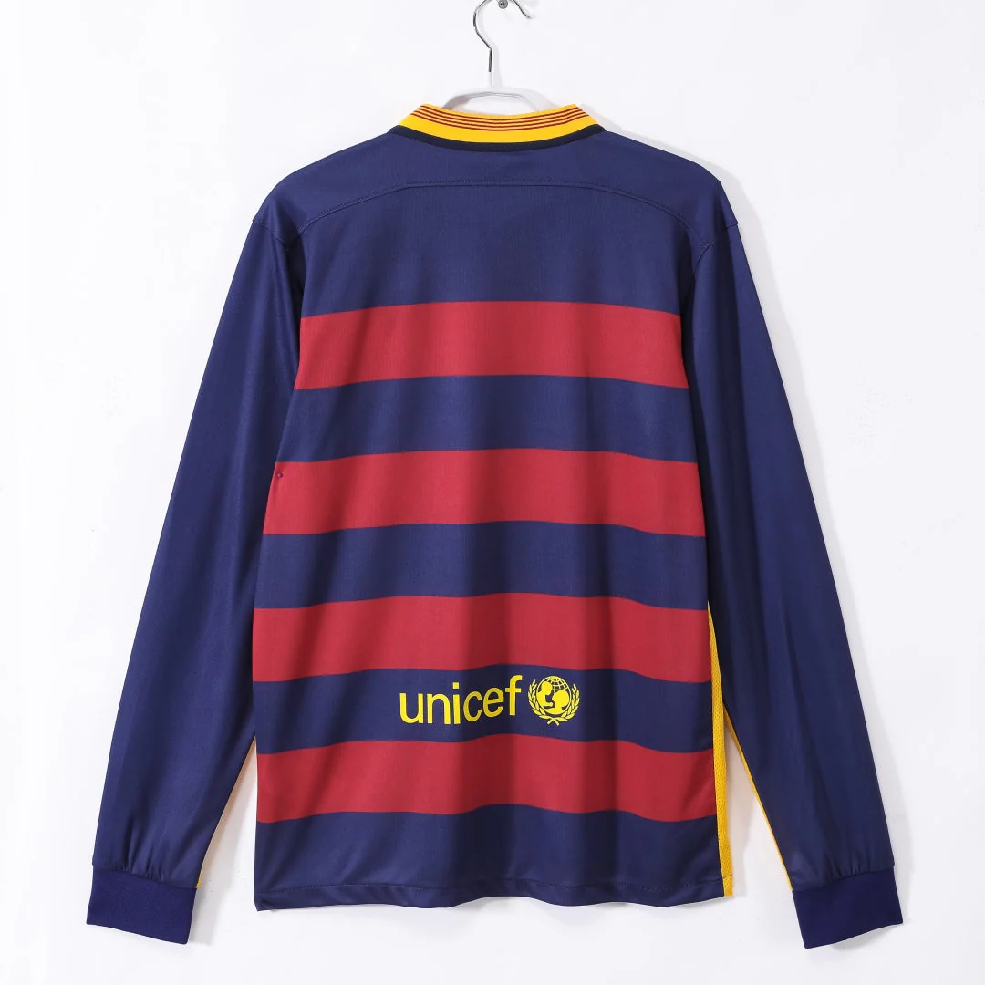 2015-2016 Maillot Barcelone Domicile Rétro Manches Longues - Image 2