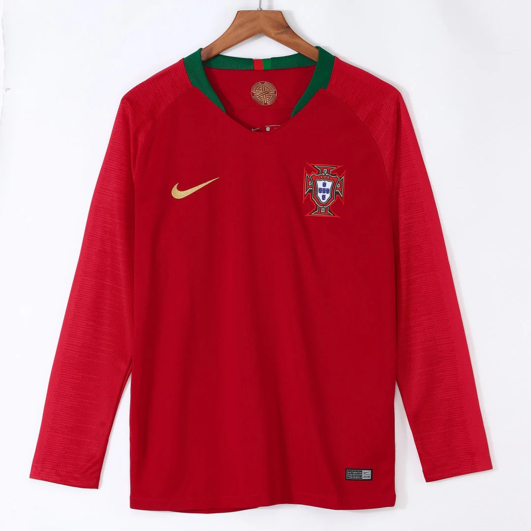 2018 Portugal Domicile maillot Retro Manches Longues